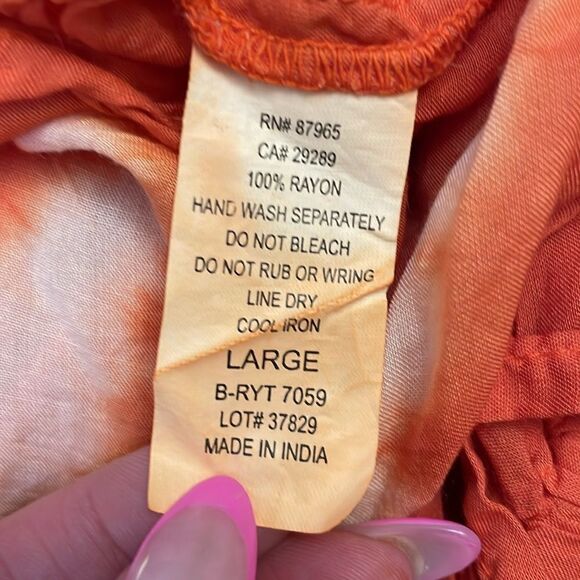 ELAN Orange tie dye shorts romper/coverup | size L - Picture 5 of 6